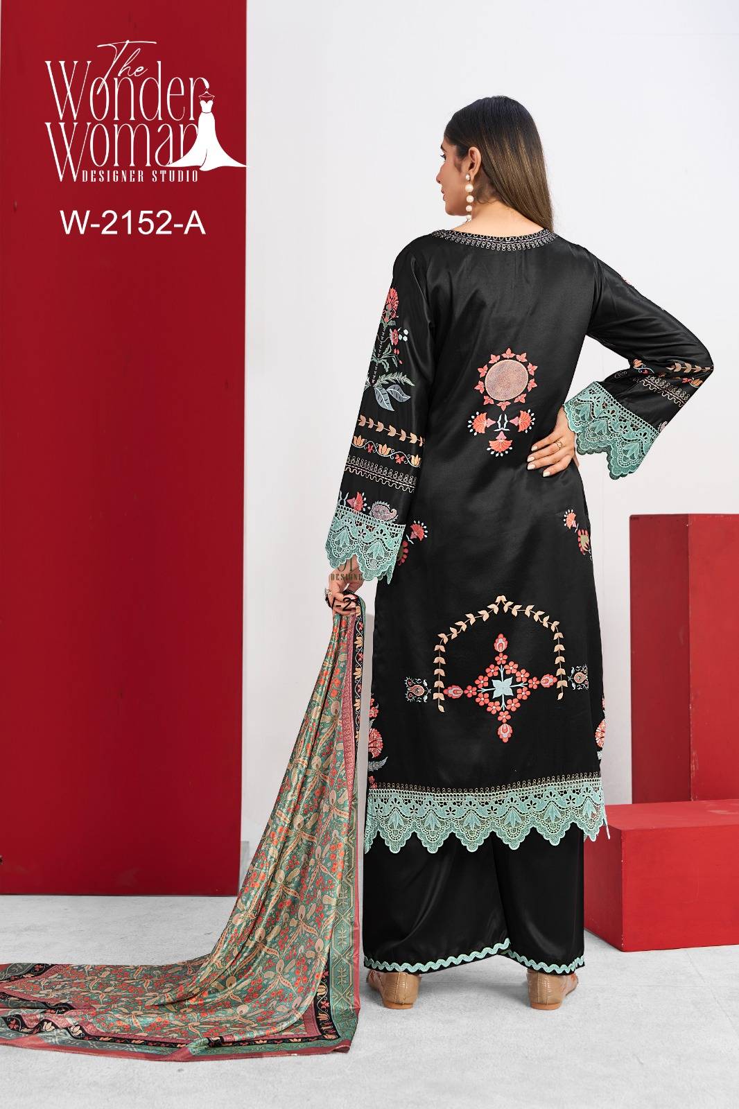 W-2152 by THE WONDER WOMAN Pakistani Suits Colorful casual Wear VISCOSE SATIN Readymade Dresses At Wholesale